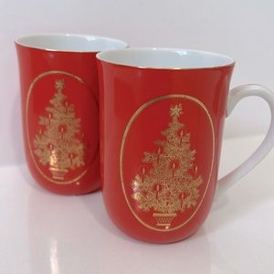 2 Vintage Otagiri Holiday Tree Mugs